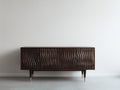 Meuble d'entrée en bois brun foncé-doré 178x43x77 cm - adapté à l'entrée - façades sculptées style contemporain