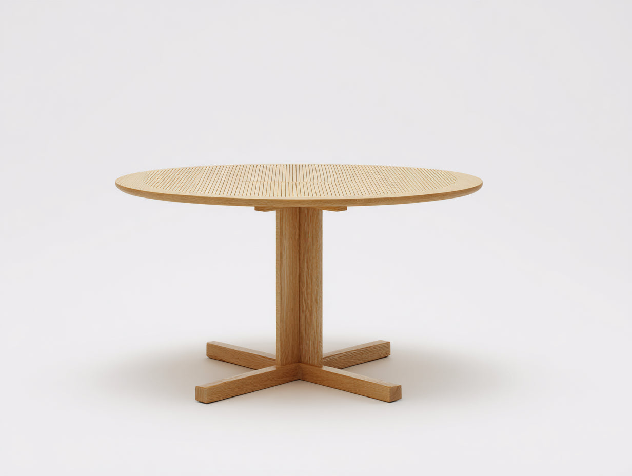 Table de jardin en bois naturel 136x136x74 cm - adapté à l'extérieur - style contemporain avec piètement croisé
