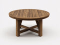 Table de jardin en bois brun naturel 138x138x74 cm - adapté à l'extérieur - style rustique avec piètement croisé