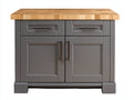 Buffet aspect bois gris et bois naturel 118x45x91 cm - pour salle à manger - 2 portes et 2 tiroirs - style classique