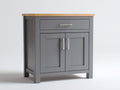 Buffet aspect bois gris et bois naturel 92x42x86 cm - pour salle à manger - 2 portes et 1 tiroir - style classique