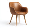 Chaise de salle à manger en cuir marron clair-bois naturel 63x58x82 cm - adaptée à la salle à manger - style contemporain avec accoudoirs