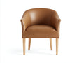 Chaise de salle à manger en cuir marron clair-bois naturel 61x57x81 cm - adaptée à la salle à manger - style contemporain avec accoudoirs