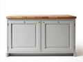 Buffet aspect bois gris clair et bois naturel 125x46x86 cm - pour salle à manger - 2 portes - style classique