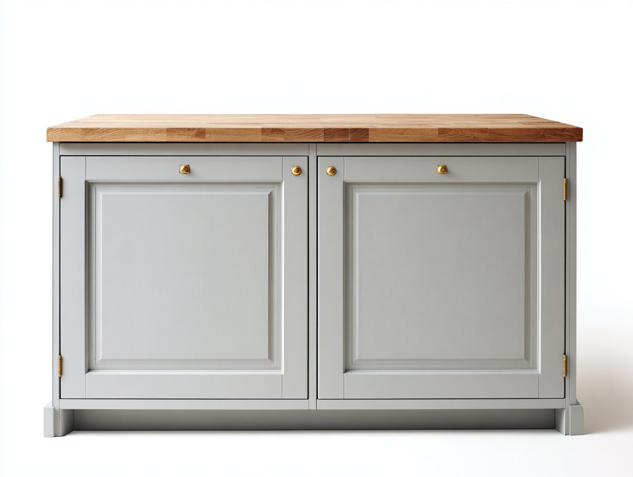 Buffet aspect bois gris clair et bois naturel 125x46x86 cm - pour salle à manger - 2 portes - style classique