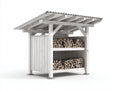 Abri à bûches en bois blanc vieilli 175x68x168 cm - pour jardin - toit ondulé - style rustique