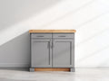 Buffet aspect bois gris et bois naturel 112x44x88 cm - pour salle à manger - 2 portes et 2 tiroirs - style classique