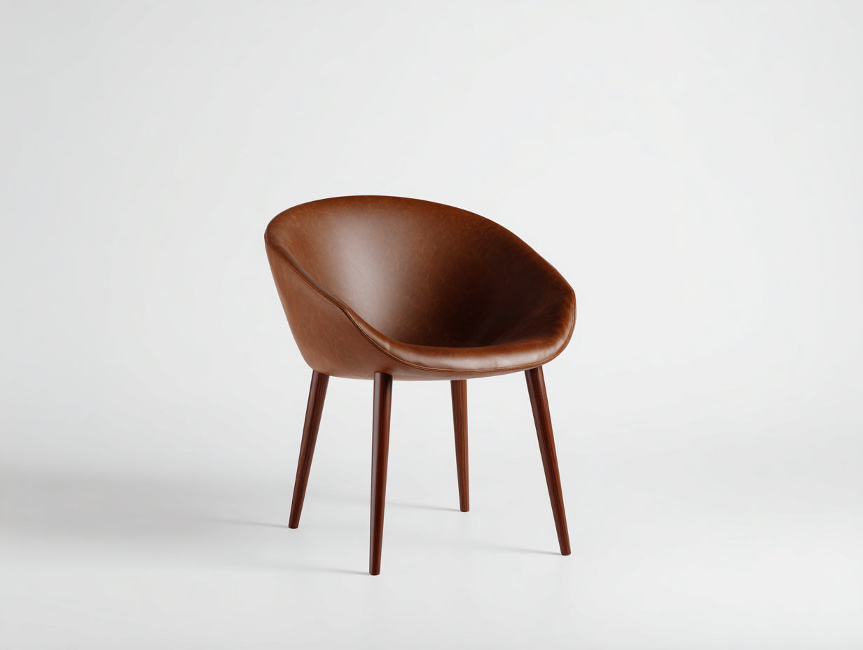 Chaise de salle à manger en cuir synthétique brun 58x56x78 cm - pour salle à manger et cuisine - dossier enveloppant - style moderne
