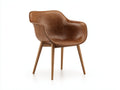 Chaise de salle à manger en cuir synthétique brun 61x58x81 cm - pour salle à manger et cuisine - accoudoirs intégrés - style moderne