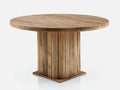 Table de jardin en bois naturel 135x135x76 cm - adapté à l'extérieur - style rustique avec piètement central