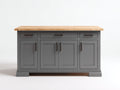 Buffet en bois gris-bois naturel 120x47x92 cm - adapté à la salle à manger - style contemporain avec portes et tiroirs