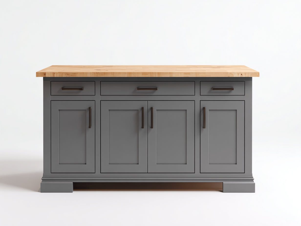 Buffet en bois gris-bois naturel 120x47x92 cm - adapté à la salle à manger - style contemporain avec portes et tiroirs