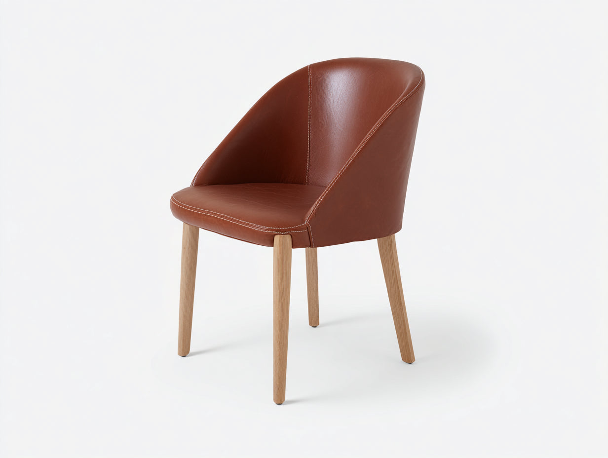 Chaise de salle à manger en cuir synthétique brun 59x56x80 cm - pour salle à manger et cuisine - dossier enveloppant - style moderne
