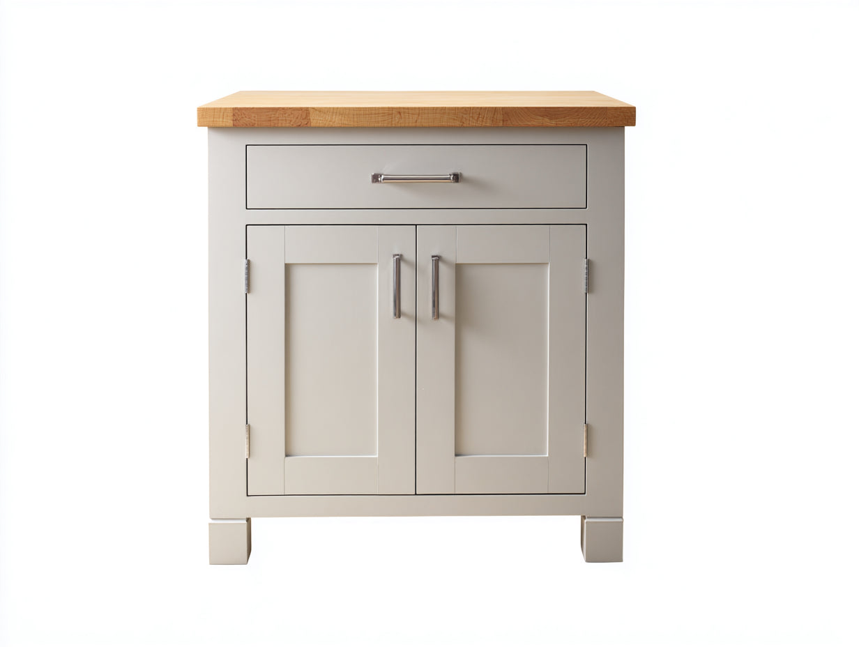 Buffet aspect bois gris et bois naturel 94x42x87 cm - pour salle à manger - 2 portes et 1 tiroir - style classique