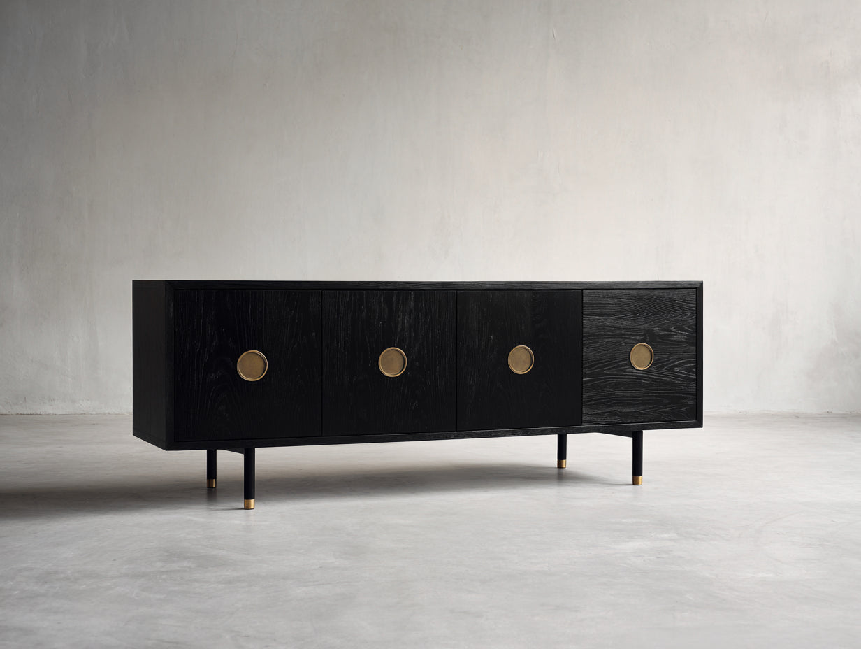 Meuble d'entrée en bois noir 175x42x75 cm - adapté à l'entrée - style contemporain avec portes