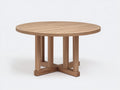 Table de jardin en bois naturel 126x126x75 cm - plateau rond à lattes - base croisée - style moderne - Adapté au jardin