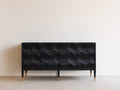 Meuble d'entrée en bois noir 170x42x78 cm - adapté à l'entrée - façades sculptées style contemporain