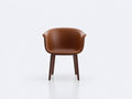 Chaise de salle à manger en cuir marron-bois foncé 60x58x82 cm - adaptée à la salle à manger - style contemporain avec accoudoirs