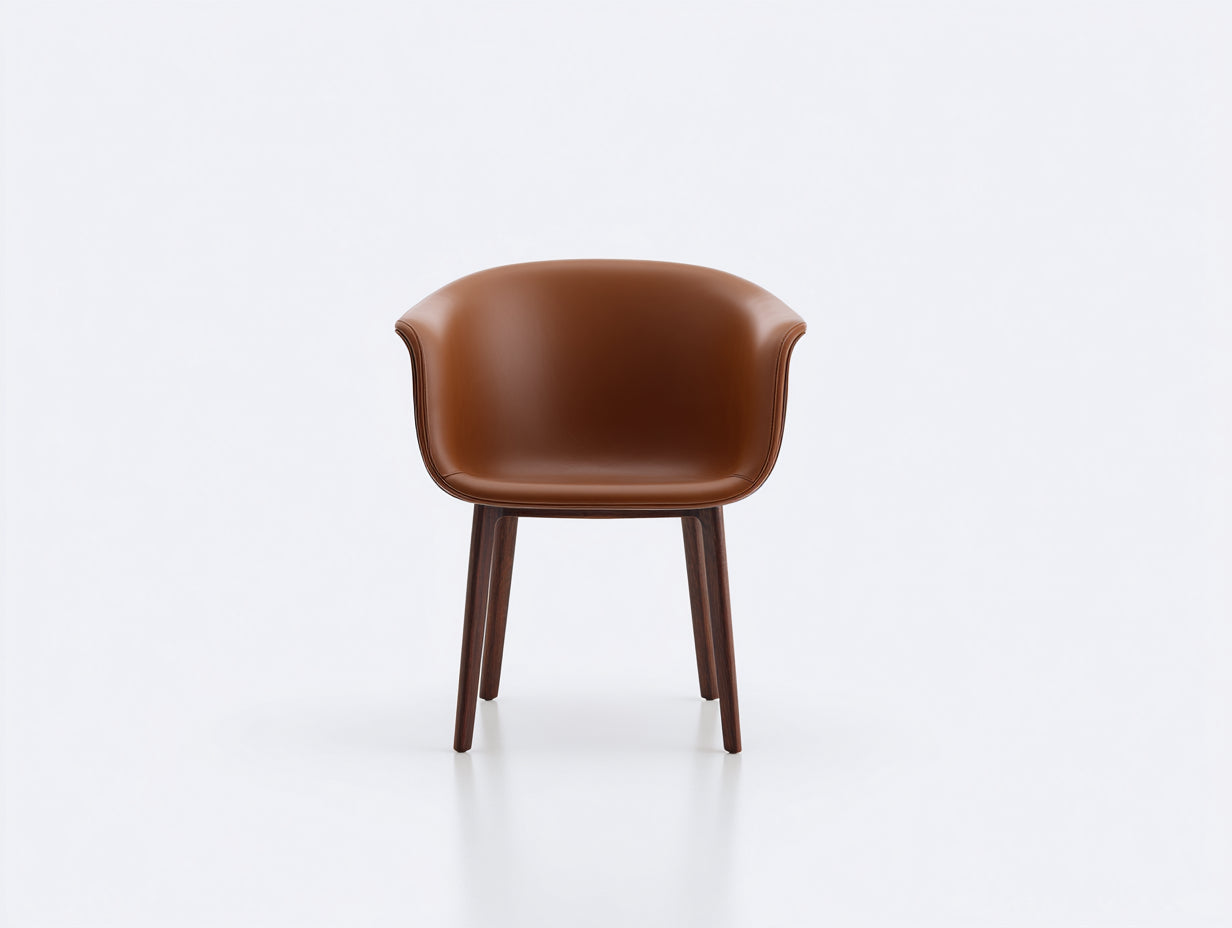 Chaise de salle à manger en cuir marron-bois foncé 60x58x82 cm - adaptée à la salle à manger - style contemporain avec accoudoirs