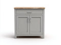 Buffet en bois gris clair-bois naturel 94x42x85 cm - adapté à la salle à manger - style contemporain avec portes et tiroir