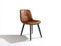 Chaise de salle à manger en cuir synthétique brun 50x54x84 cm - pour salle à manger et cuisine - pieds noirs - style moderne