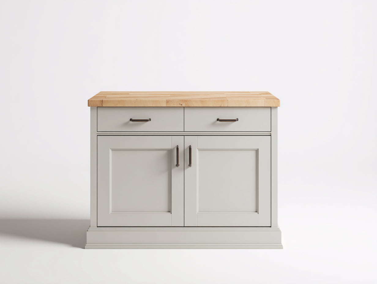Buffet aspect bois beige et bois naturel 116x44x88 cm - pour salle à manger - 2 portes et 2 tiroirs - style classique