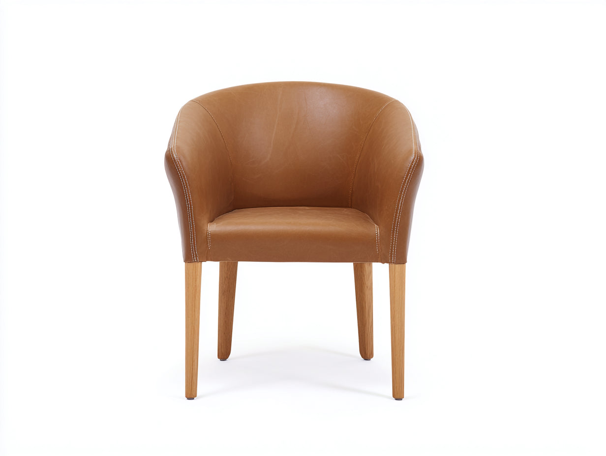 Chaise de salle à manger en cuir synthétique brun 60x57x79 cm - pour salle à manger et cuisine - dossier enveloppant - style moderne