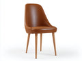 Chaise de salle à manger en cuir synthétique brun 49x53x87 cm - pour salle à manger et cuisine - pieds en bois naturel - style moderne
