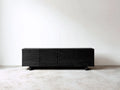 Meuble d'entrée aspect bois noir 175x39x62 cm - pour entrée - façades rainurées - style moderne
