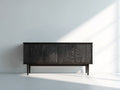 Meuble d'entrée en bois noir 165x41x77 cm - adapté à l'entrée - style contemporain avec portes