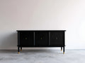 Meuble d'entrée en bois noir 150x40x76 cm - adapté à l'entrée - style contemporain avec portes