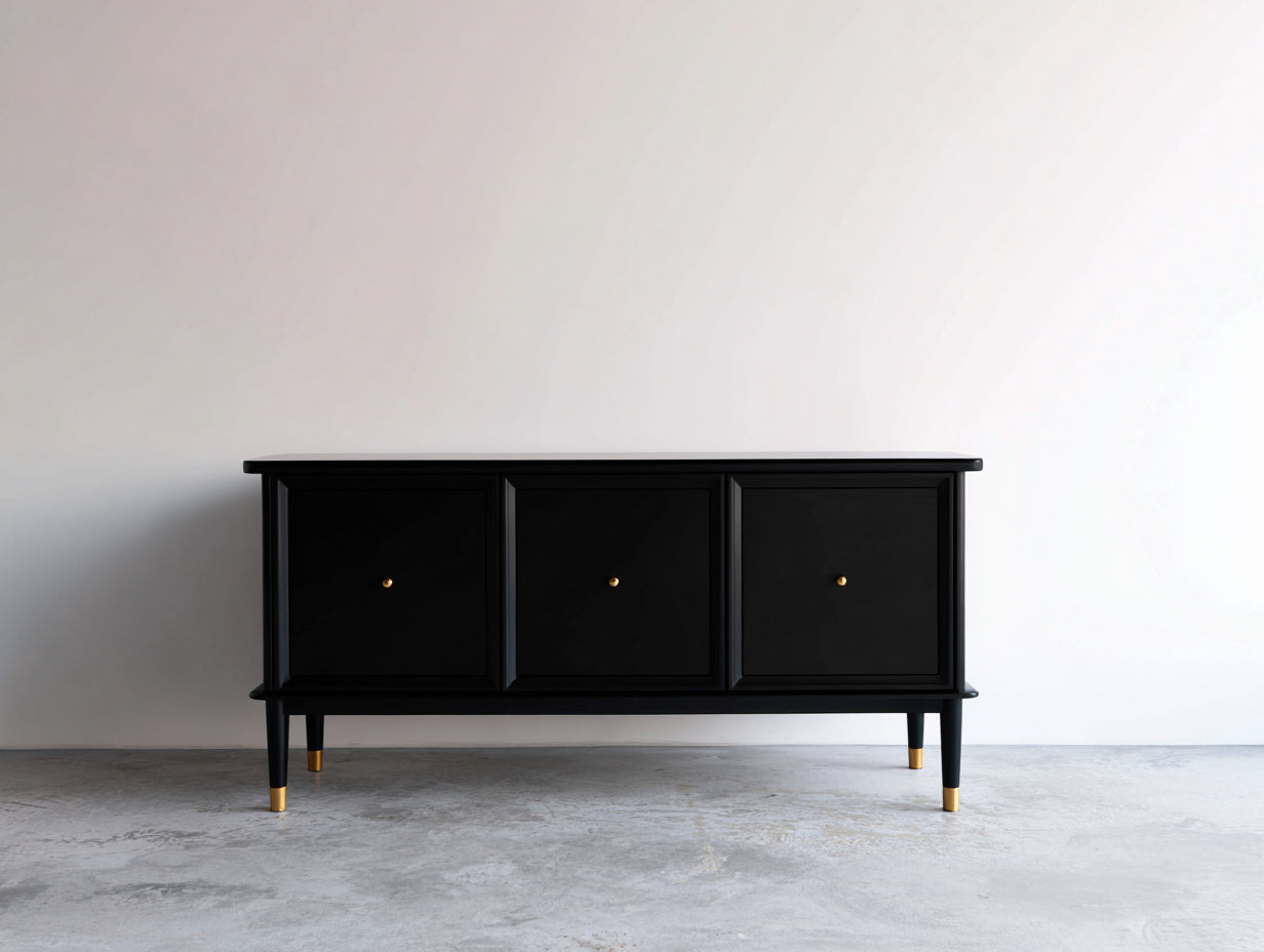 Meuble d'entrée en bois noir 150x40x76 cm - adapté à l'entrée - style contemporain avec portes