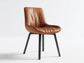 Chaise de salle à manger en cuir synthétique brun 52x55x85 cm - pour salle à manger et cuisine - pieds noirs - style moderne